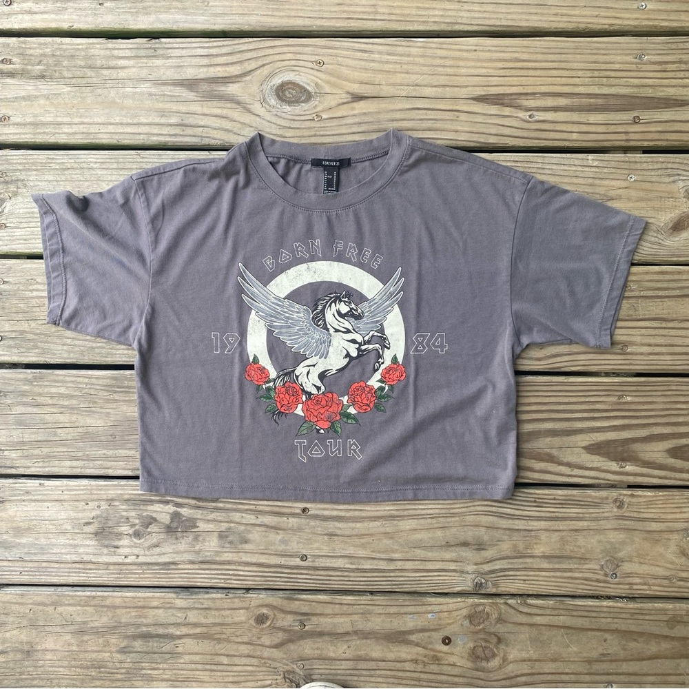 Forever 21 Born Free 1984 Tour Crop Tee